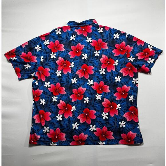 Hreski Men's Short Sleeve Floral Performance Golf Polo Shirt - Size 3XL - Picture 2 of 4